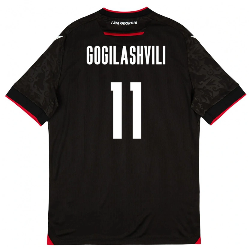 Danxen Hombre Camiseta Georgia Davit Gogilashvili #11 Negro Blanco Rojo 2ª Equipación 26-28 La Camisa
