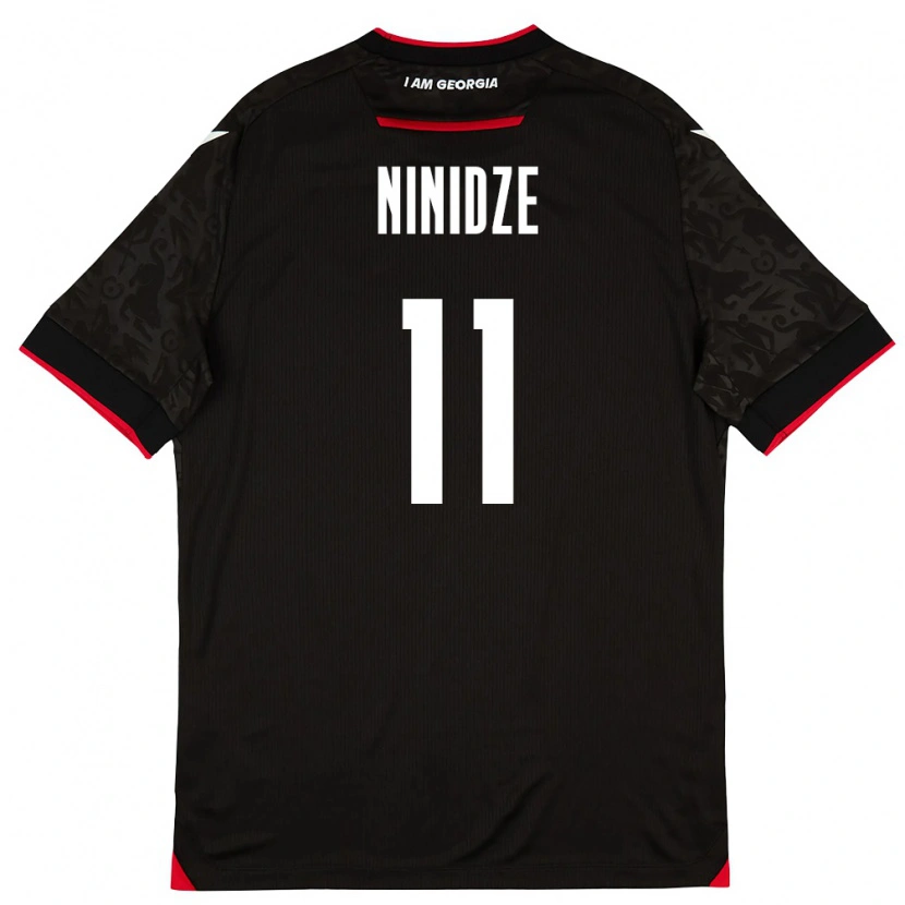 Danxen Hombre Camiseta Georgia Nikoloz Ninidze #11 Negro Blanco Rojo 2ª Equipación 26-28 La Camisa