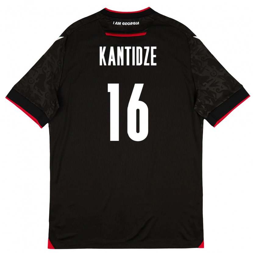 Danxen Hombre Camiseta Georgia Nikoloz Kantidze #16 Negro Blanco Rojo 2ª Equipación 26-28 La Camisa