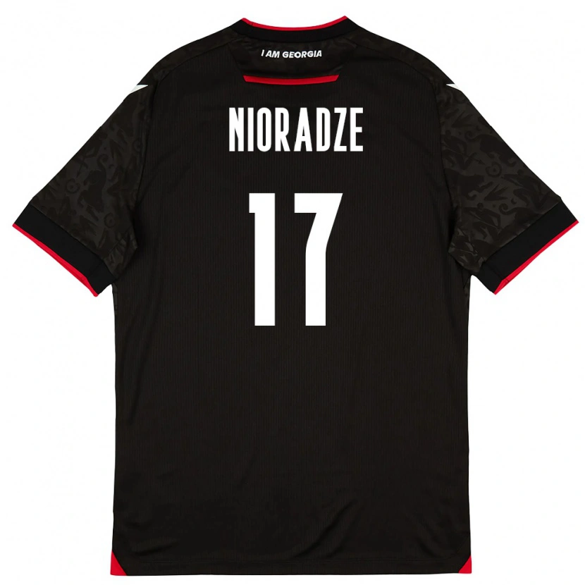 Danxen Hombre Camiseta Georgia Saba Nioradze #17 Negro Blanco Rojo 2ª Equipación 26-28 La Camisa