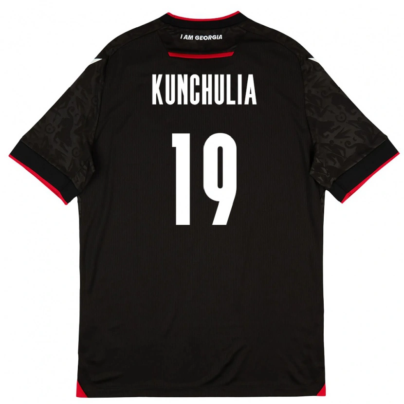 Danxen Hombre Camiseta Georgia Aleksandre Kunchulia #19 Negro Blanco Rojo 2ª Equipación 26-28 La Camisa