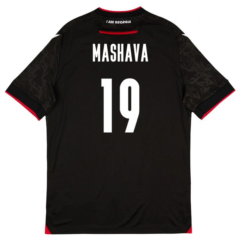 Danxen Hombre Camiseta Georgia Avtandil Mashava #19 Negro Blanco Rojo 2ª Equipación 26-28 La Camisa