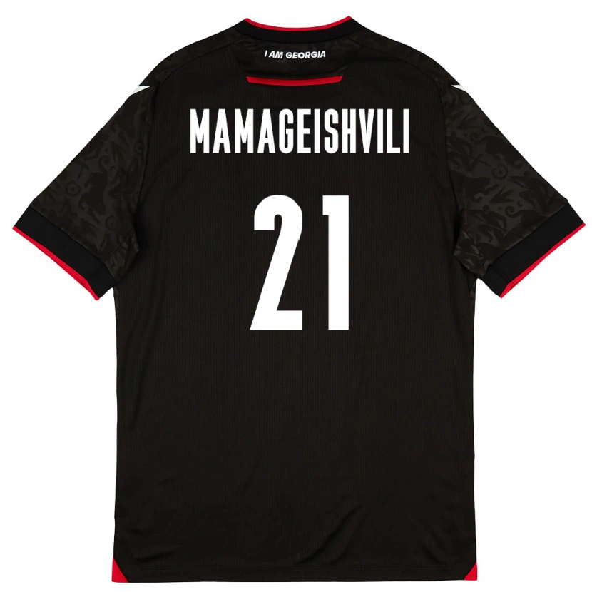 Danxen Hombre Camiseta Georgia Otar Mamageishvili #21 Negro Blanco Rojo 2ª Equipación 26-28 La Camisa