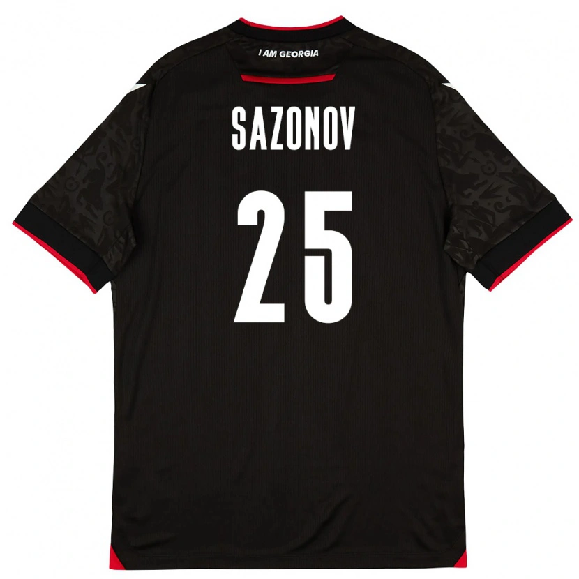 Danxen Hombre Camiseta Georgia Saba Sazonov #25 Negro Blanco Rojo 2ª Equipación 26-28 La Camisa