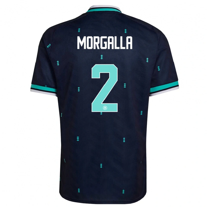 Danxen Hombre Camiseta Alemania Leandro Morgalla #2 Marino Azul Cielo Blanco 2ª Equipación 26-28 La Camisa