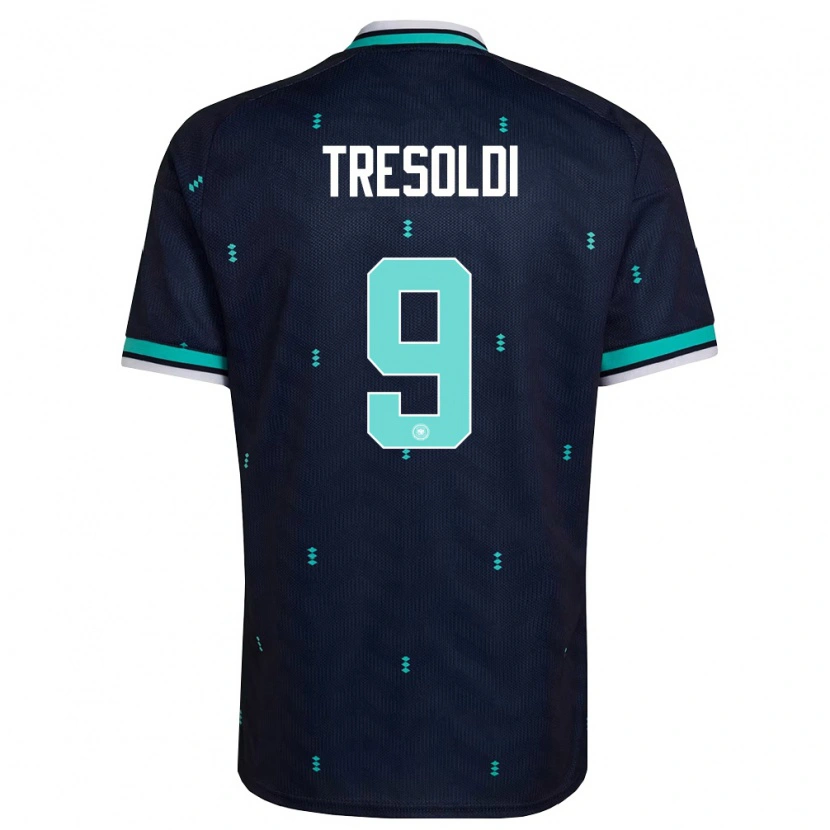 Danxen Hombre Camiseta Alemania Nicolò Tresoldi #9 Marino Azul Cielo Blanco 2ª Equipación 26-28 La Camisa