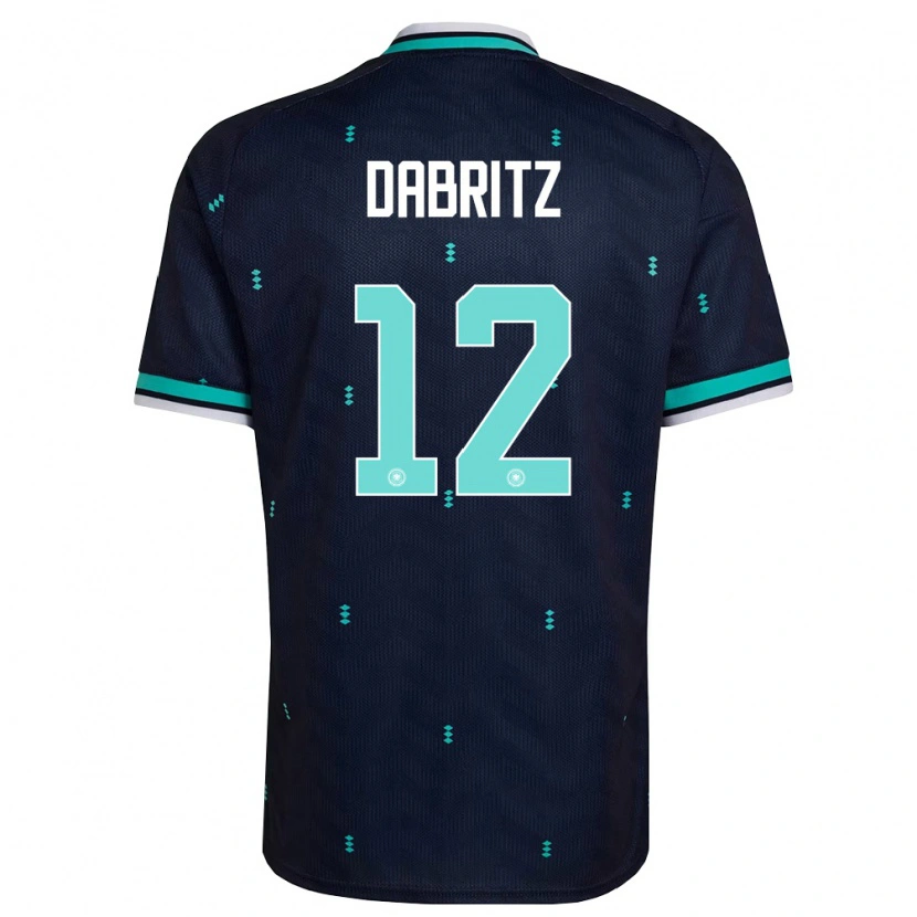 Danxen Hombre Camiseta Alemania Sara Dabritz #12 Marino Azul Cielo Blanco 2ª Equipación 26-28 La Camisa