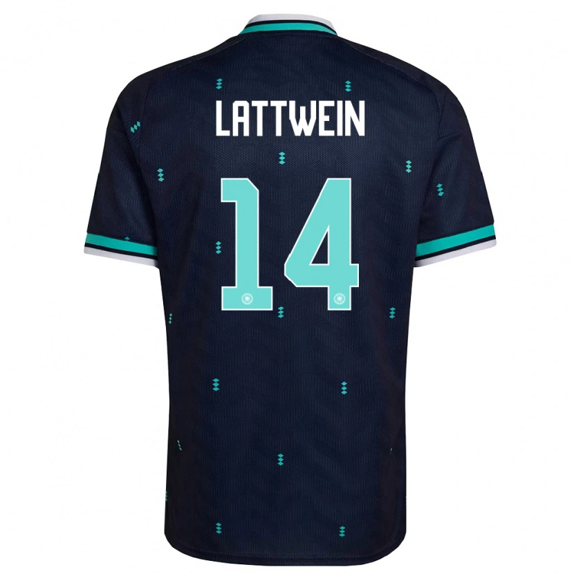 Danxen Hombre Camiseta Alemania Lena Lattwein #14 Marino Azul Cielo Blanco 2ª Equipación 26-28 La Camisa