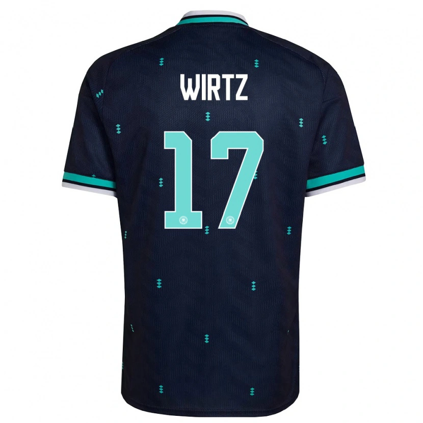 Danxen Hombre Camiseta Alemania Florian Wirtz #17 Marino Azul Cielo Blanco 2ª Equipación 26-28 La Camisa