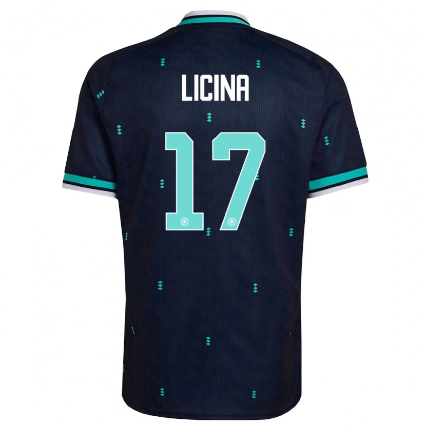 Danxen Hombre Camiseta Alemania Adin Licina #17 Marino Azul Cielo Blanco 2ª Equipación 26-28 La Camisa