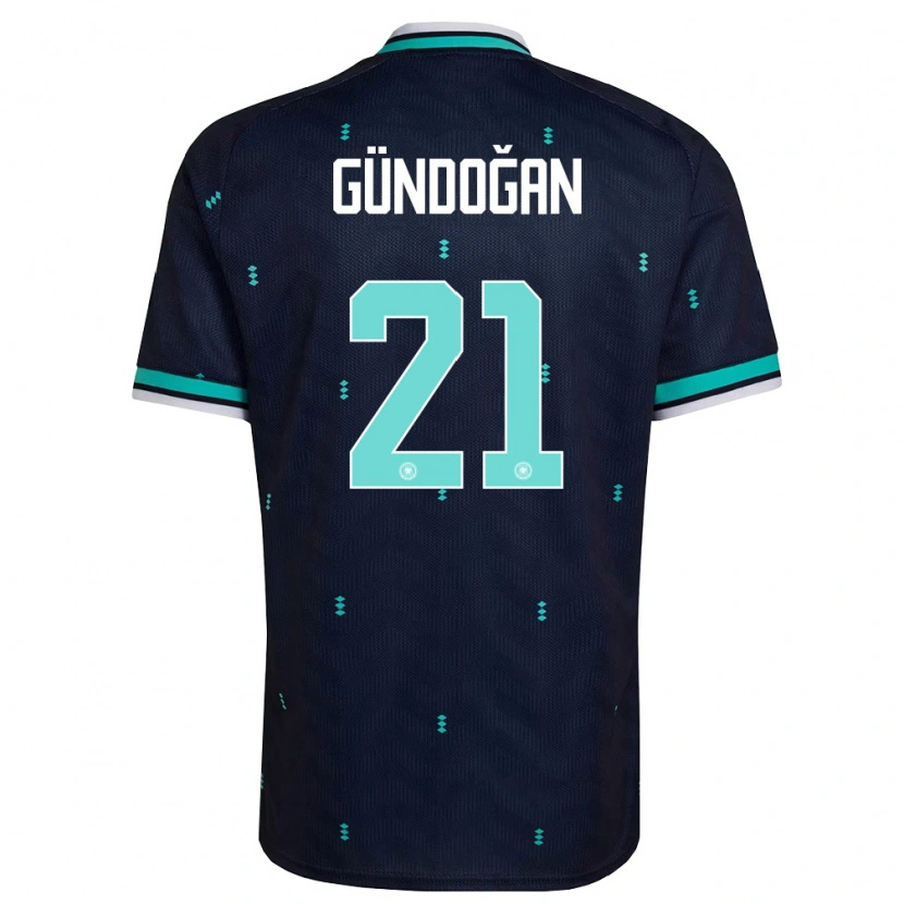 Danxen Hombre Camiseta Alemania Ilkay Gundogan #21 Marino Azul Cielo Blanco 2ª Equipación 26-28 La Camisa