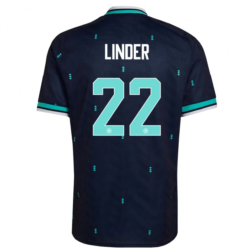 Danxen Hombre Camiseta Alemania Sarai Linder #22 Marino Azul Cielo Blanco 2ª Equipación 26-28 La Camisa
