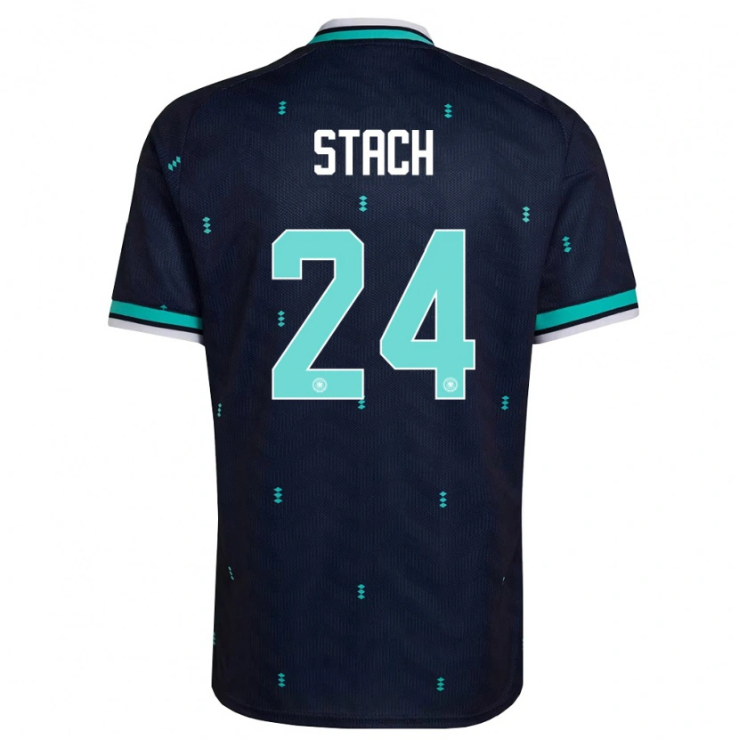 Danxen Hombre Camiseta Alemania Anton Stach #24 Marino Azul Cielo Blanco 2ª Equipación 26-28 La Camisa