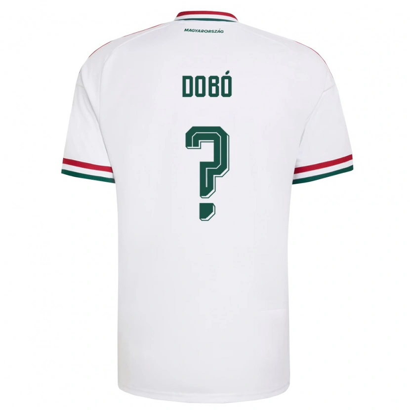 Danxen Hombre Camiseta Hungría Bence Dobó #0 Blanco Rojo Verde 2ª Equipación 26-28 La Camisa