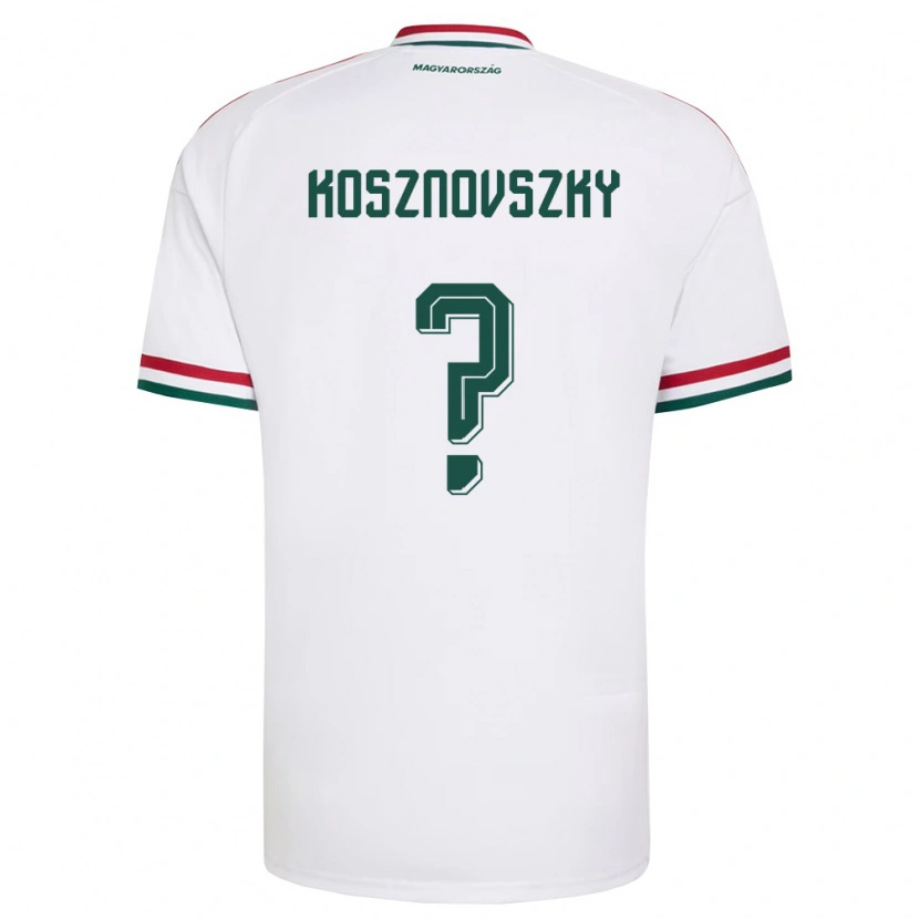 Danxen Hombre Camiseta Hungría Márk Kosznovszky #0 Blanco Rojo Verde 2ª Equipación 26-28 La Camisa
