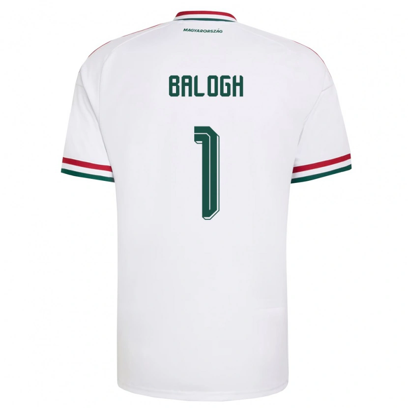 Danxen Hombre Camiseta Hungría Barnabás Balogh #1 Blanco Rojo Verde 2ª Equipación 26-28 La Camisa
