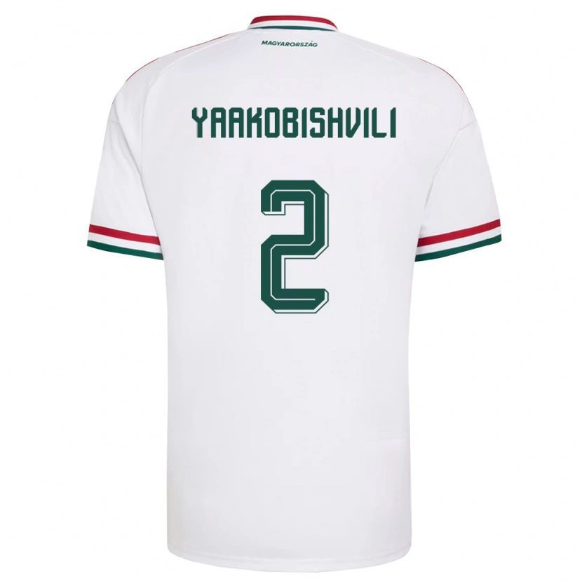 Danxen Hombre Camiseta Hungría Antal Yaakobishvili #2 Blanco Rojo Verde 2ª Equipación 26-28 La Camisa
