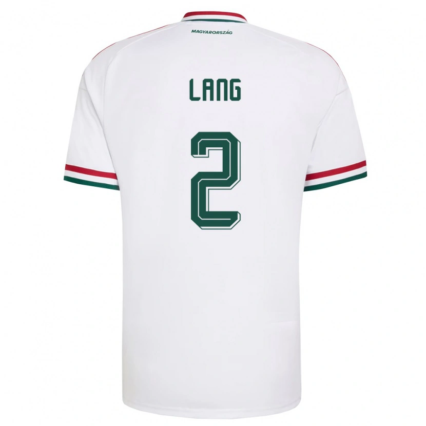 Danxen Hombre Camiseta Hungría Ádám Lang #2 Blanco Rojo Verde 2ª Equipación 26-28 La Camisa
