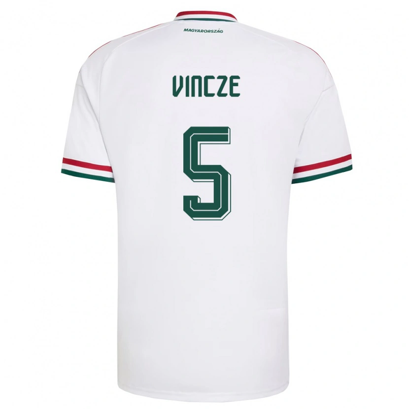 Danxen Hombre Camiseta Hungría Tamás Vincze #5 Blanco Rojo Verde 2ª Equipación 26-28 La Camisa
