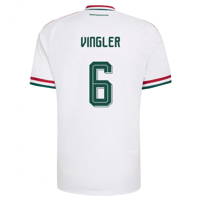 Danxen Hombre Camiseta Hungría László Vingler #6 Blanco Rojo Verde 2ª Equipación 26-28 La Camisa