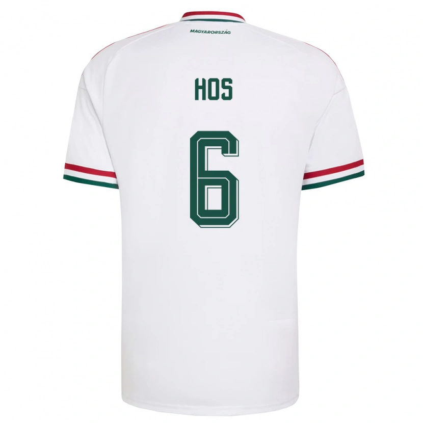 Danxen Hombre Camiseta Hungría Zsombor Hős #6 Blanco Rojo Verde 2ª Equipación 26-28 La Camisa