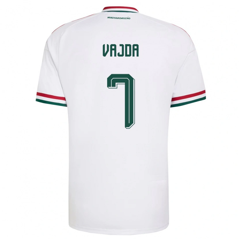 Danxen Hombre Camiseta Hungría Botond Vajda #7 Blanco Rojo Verde 2ª Equipación 26-28 La Camisa