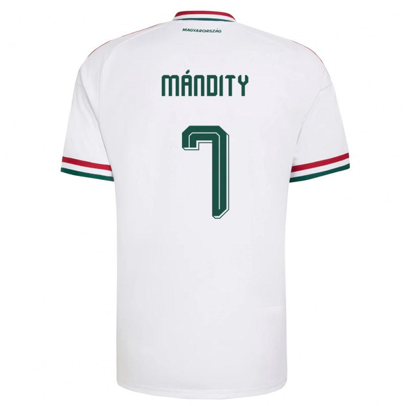 Danxen Hombre Camiseta Hungría Márkó Mándity #7 Blanco Rojo Verde 2ª Equipación 26-28 La Camisa