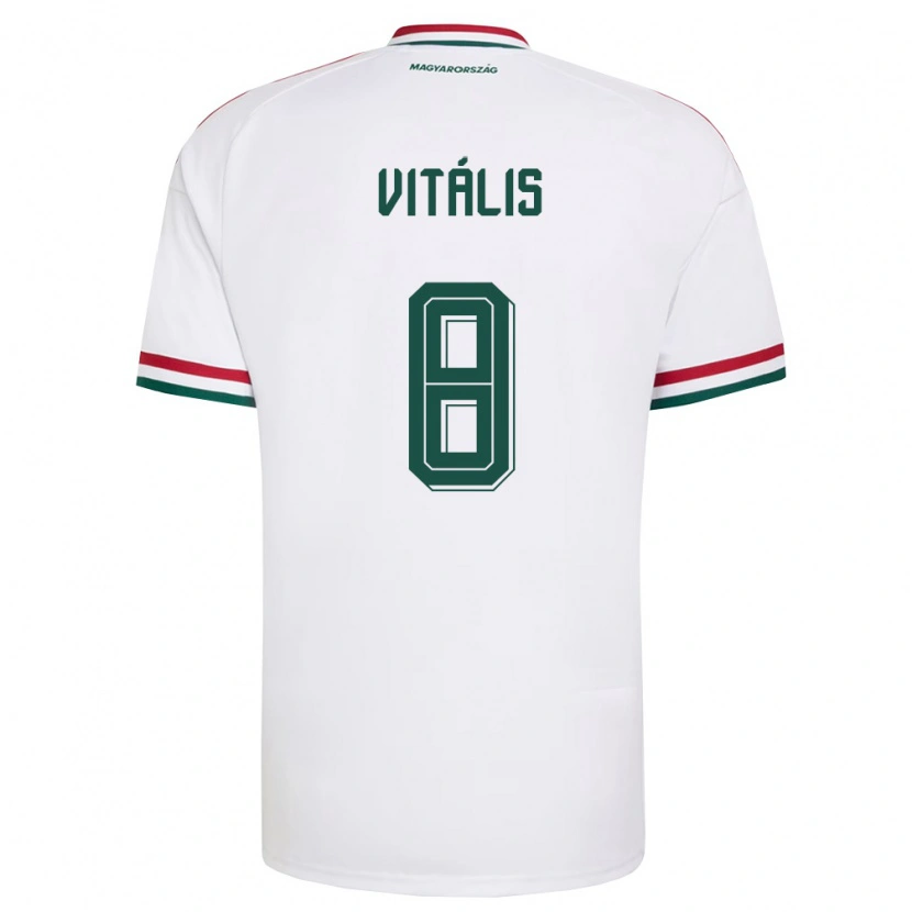 Danxen Hombre Camiseta Hungría Milán Vitális #8 Blanco Rojo Verde 2ª Equipación 26-28 La Camisa
