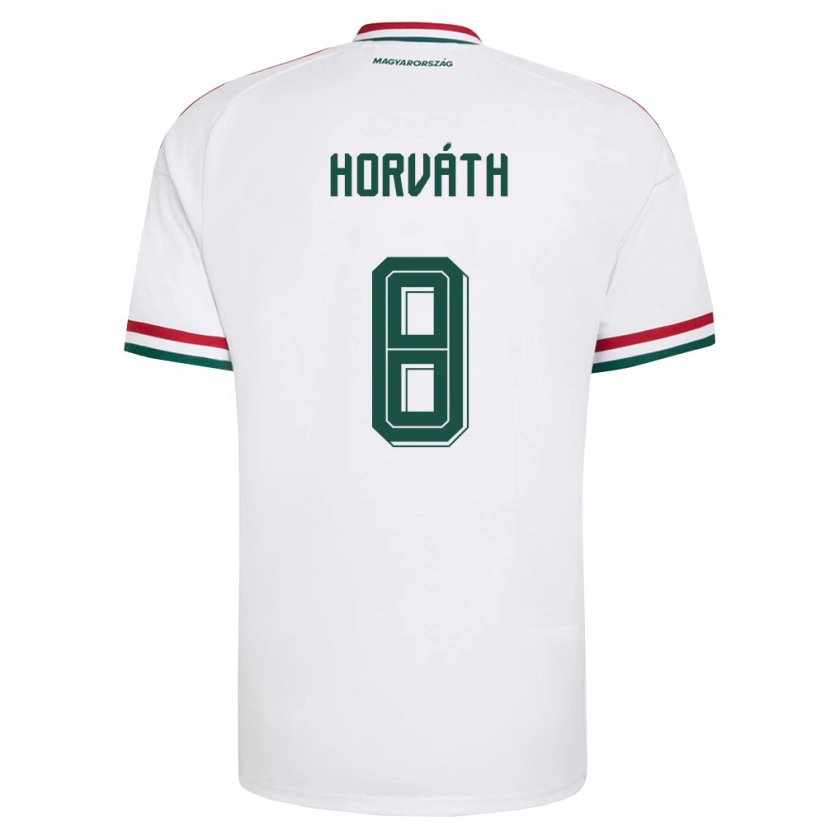 Danxen Hombre Camiseta Hungría Áron Horváth #8 Blanco Rojo Verde 2ª Equipación 26-28 La Camisa