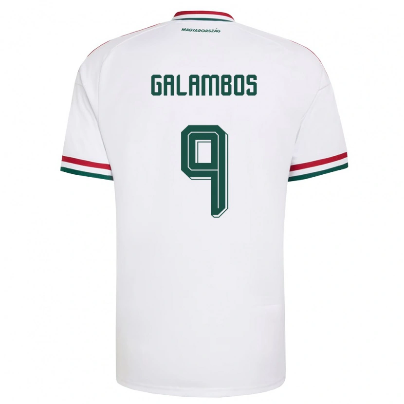 Danxen Hombre Camiseta Hungría János Galambos #9 Blanco Rojo Verde 2ª Equipación 26-28 La Camisa
