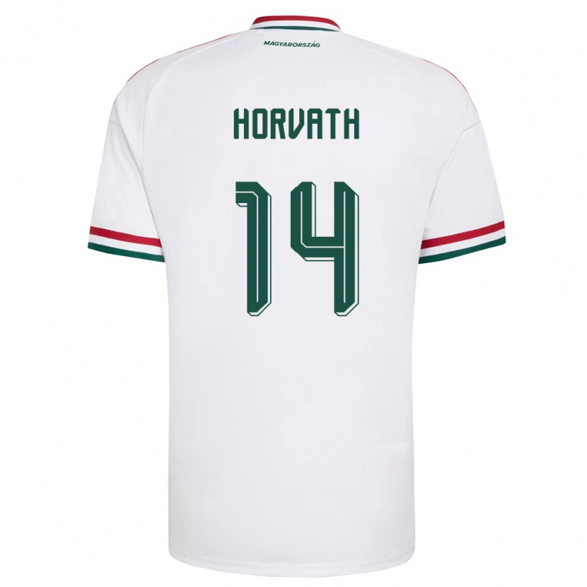 Danxen Hombre Camiseta Hungría Artúr Horváth #14 Blanco Rojo Verde 2ª Equipación 26-28 La Camisa