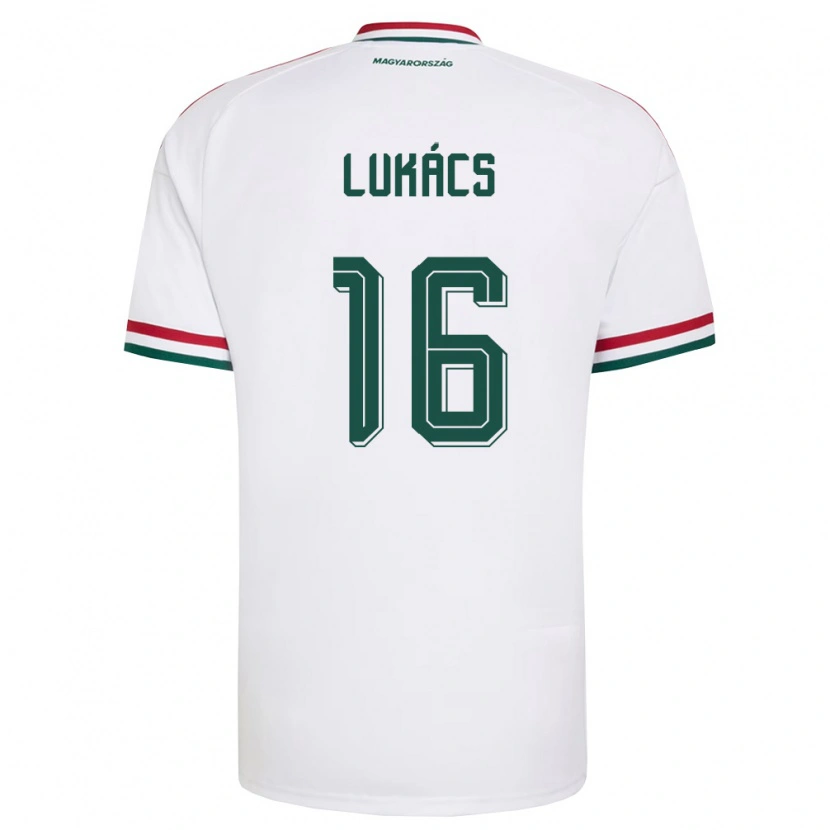 Danxen Hombre Camiseta Hungría Dániel Lukács #16 Blanco Rojo Verde 2ª Equipación 26-28 La Camisa