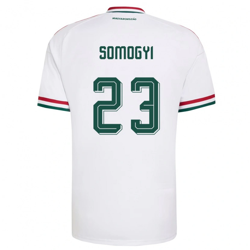 Danxen Hombre Camiseta Hungría Tamás Somogyi #23 Blanco Rojo Verde 2ª Equipación 26-28 La Camisa