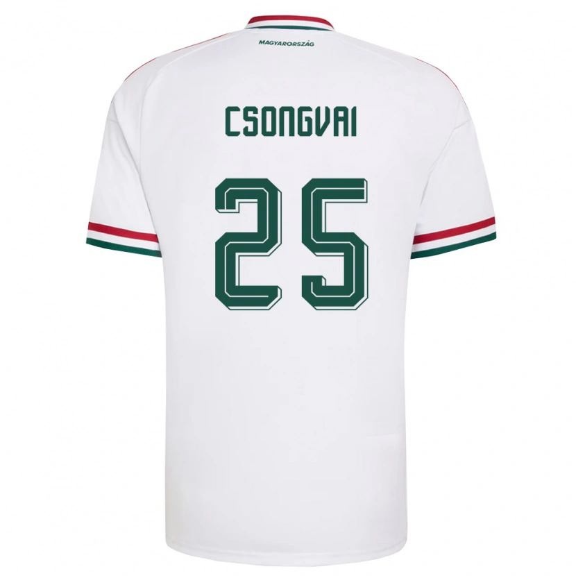 Danxen Hombre Camiseta Hungría Áron Csongvai #25 Blanco Rojo Verde 2ª Equipación 26-28 La Camisa