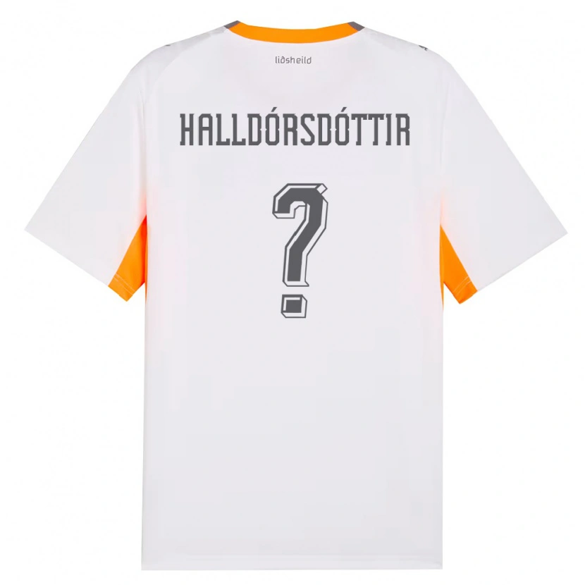 Danxen Hombre Camiseta Islandia Ásdís Karen Halldórsdóttir #0 Blanco Naranja Gris 2ª Equipación 26-28 La Camisa