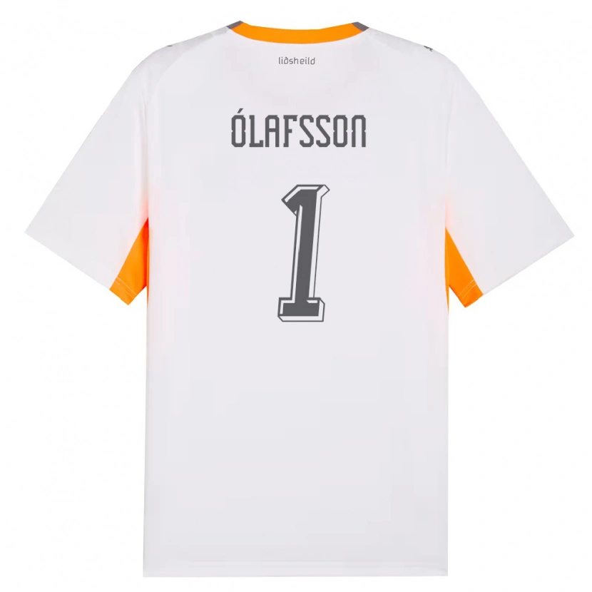 Danxen Hombre Camiseta Islandia Elías Ólafsson #1 Blanco Naranja Gris 2ª Equipación 26-28 La Camisa