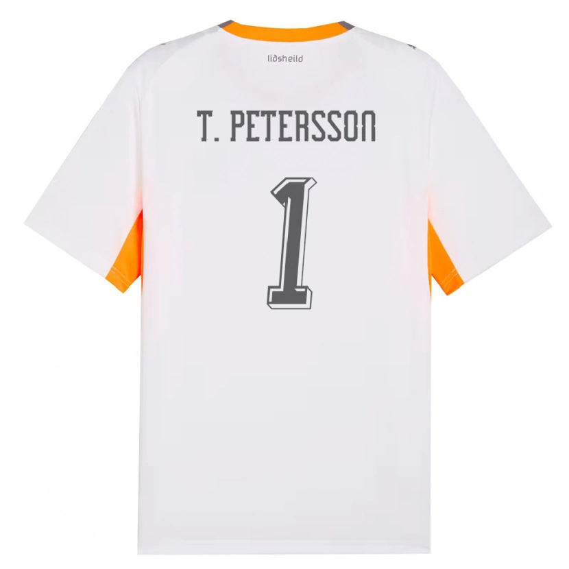 Danxen Hombre Camiseta Islandia Tómas Petersson #1 Blanco Naranja Gris 2ª Equipación 26-28 La Camisa