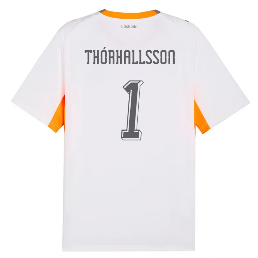 Danxen Hombre Camiseta Islandia Ívar Arnbro Thórhallsson #1 Blanco Naranja Gris 2ª Equipación 26-28 La Camisa
