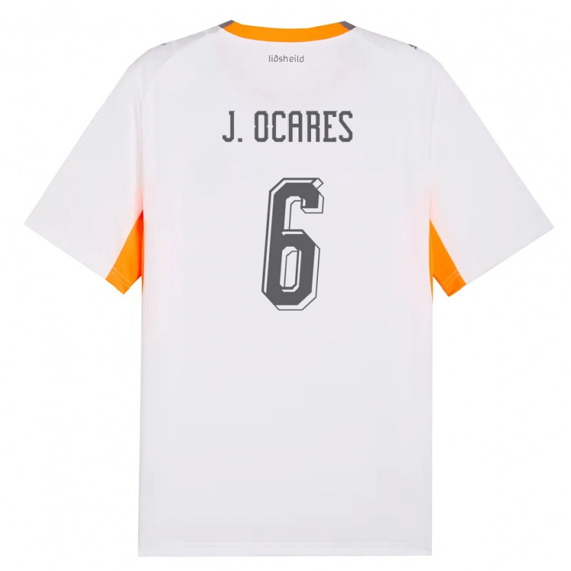 Danxen Hombre Camiseta Islandia Jakob Ocares Kristjánsson #6 Blanco Naranja Gris 2ª Equipación 26-28 La Camisa