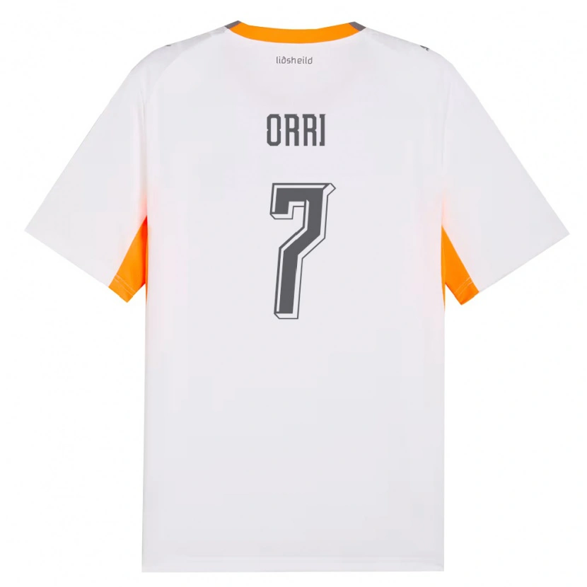 Danxen Hombre Camiseta Islandia Ágúst Orri Thorsteinsson #7 Blanco Naranja Gris 2ª Equipación 26-28 La Camisa