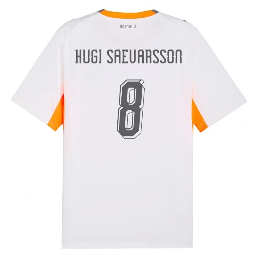 Danxen Hombre Camiseta Islandia Róbert Hugi Saevarsson #8 Blanco Naranja Gris 2ª Equipación 26-28 La Camisa