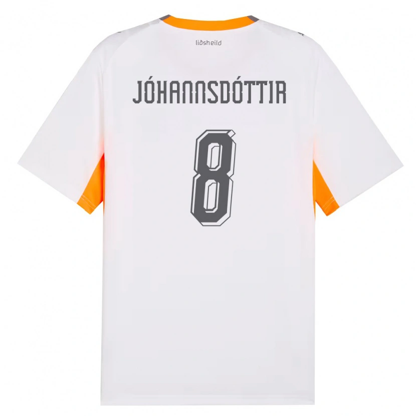 Danxen Hombre Camiseta Islandia Alexandra Jóhannsdóttir #8 Blanco Naranja Gris 2ª Equipación 26-28 La Camisa