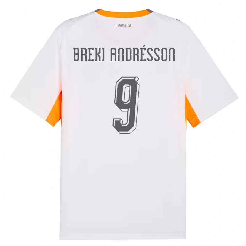 Danxen Hombre Camiseta Islandia Benoný Breki Andrésson #9 Blanco Naranja Gris 2ª Equipación 26-28 La Camisa