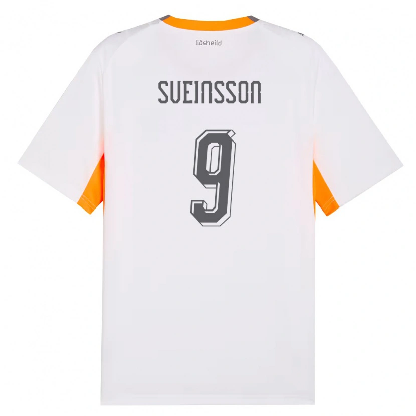 Danxen Hombre Camiseta Islandia Rúnar Dadi Vatsndal Sveinsson #9 Blanco Naranja Gris 2ª Equipación 26-28 La Camisa