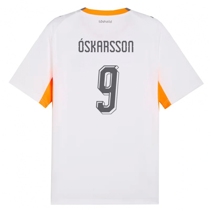 Danxen Hombre Camiseta Islandia Orri Óskarsson #9 Blanco Naranja Gris 2ª Equipación 26-28 La Camisa