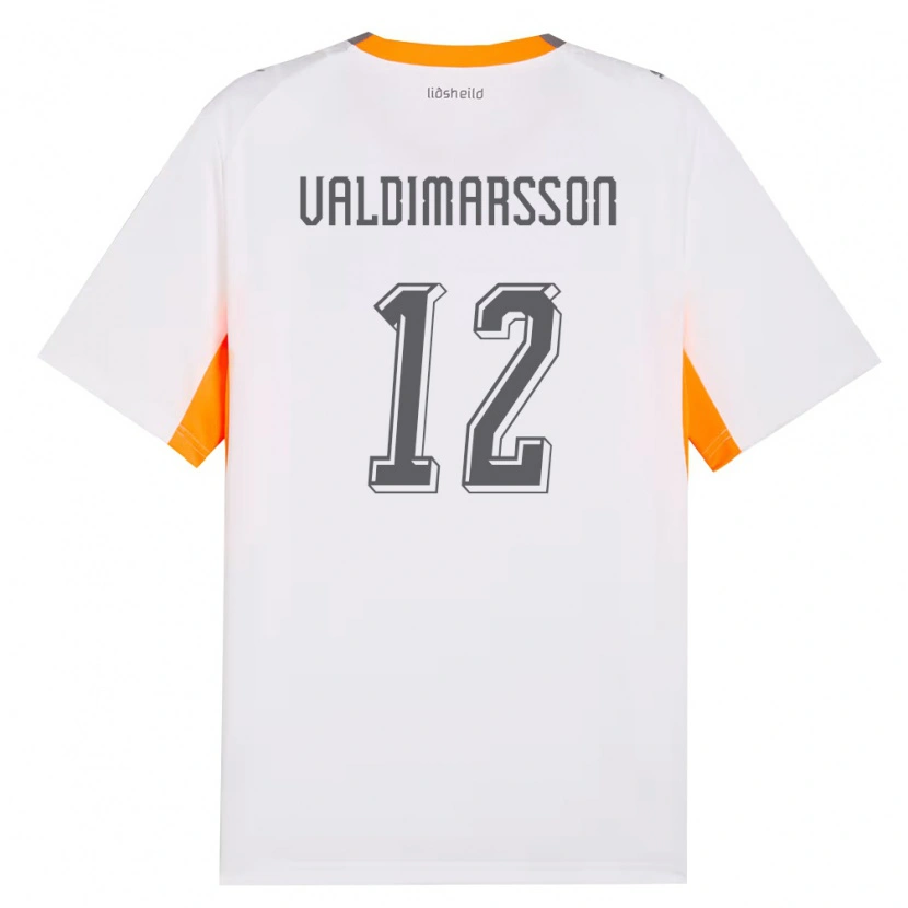 Danxen Hombre Camiseta Islandia Hákon Valdimarsson #12 Blanco Naranja Gris 2ª Equipación 26-28 La Camisa