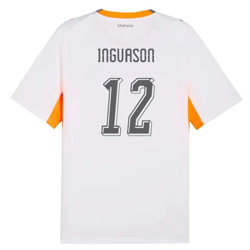 Danxen Hombre Camiseta Islandia Sigurdur Ingvason #12 Blanco Naranja Gris 2ª Equipación 26-28 La Camisa