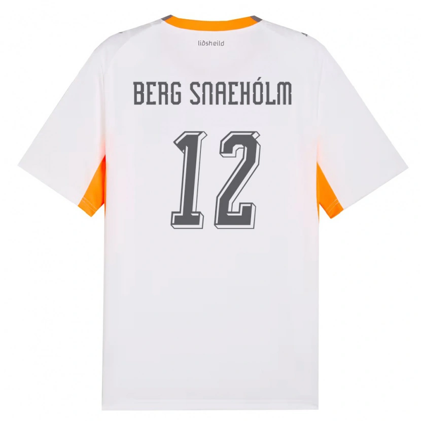 Danxen Hombre Camiseta Islandia Gylfi Berg Snaehólm #12 Blanco Naranja Gris 2ª Equipación 26-28 La Camisa