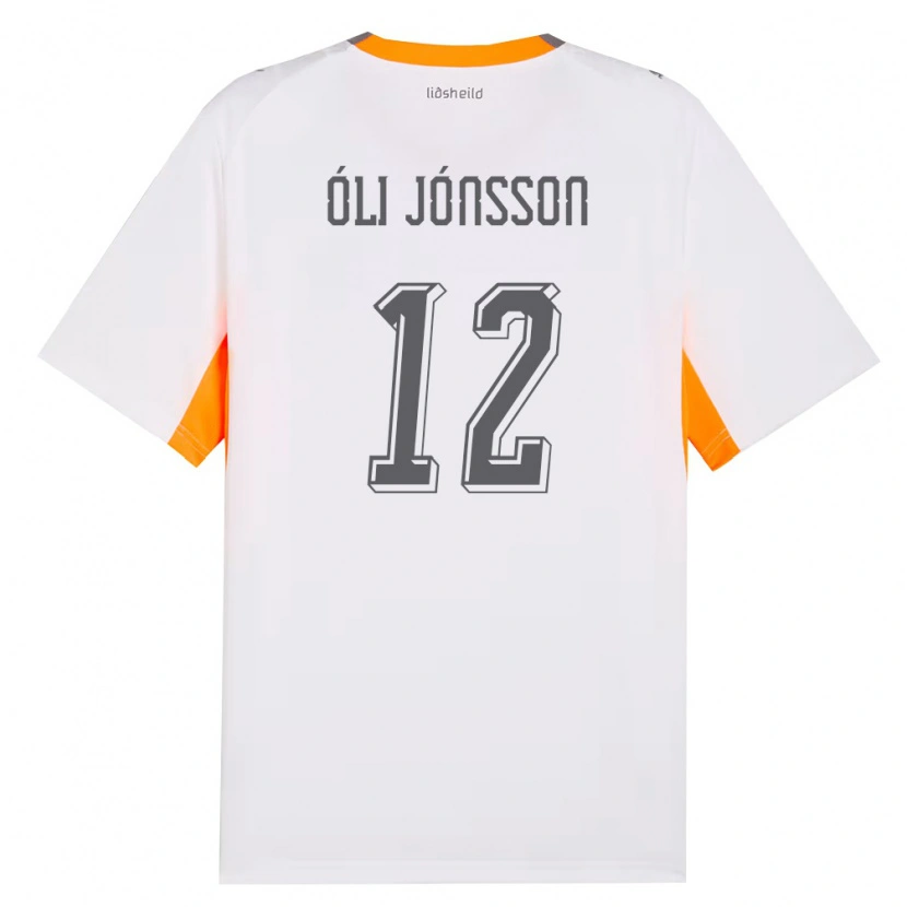 Danxen Hombre Camiseta Islandia Haukur Óli Jónsson #12 Blanco Naranja Gris 2ª Equipación 26-28 La Camisa