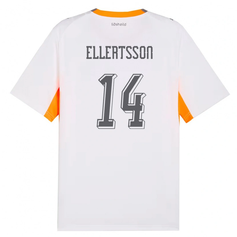 Danxen Hombre Camiseta Islandia Styrmir Jóhann Ellertsson #14 Blanco Naranja Gris 2ª Equipación 26-28 La Camisa